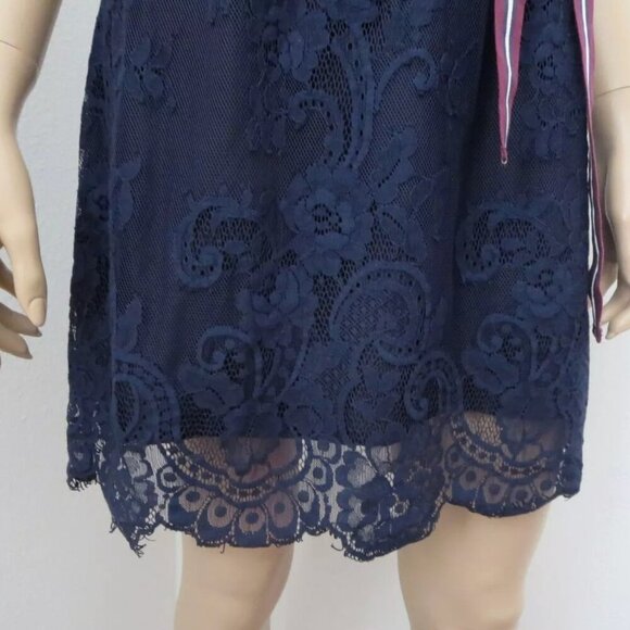 NWT Abercrombie Womens Belted Lace Dress Size Small Medium Navy Blue - Picture 5 of 7